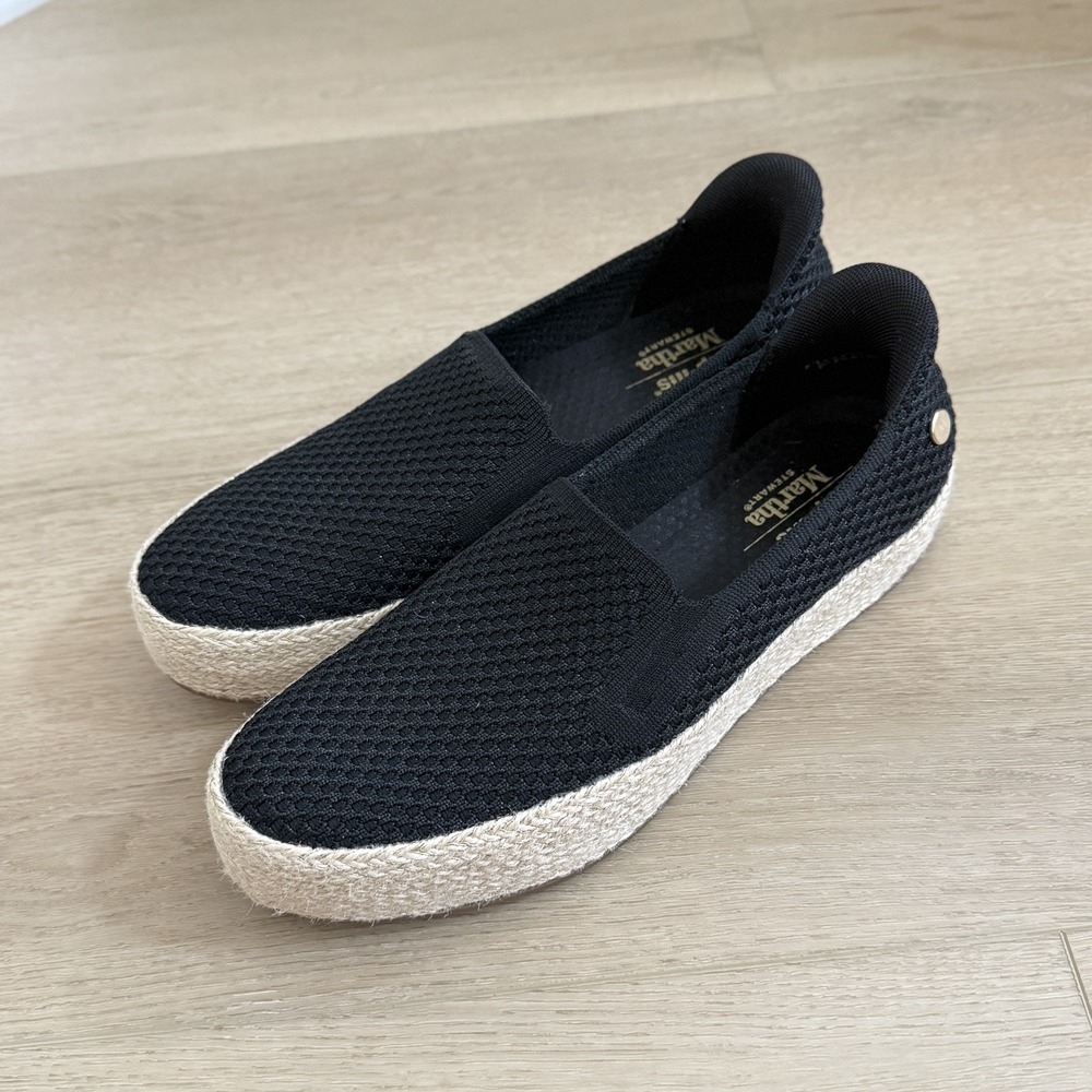 Skechers BOBS Martha Stewart Women's By The Bay Platform Espadrilles Black 10 - Picture 3 of 9